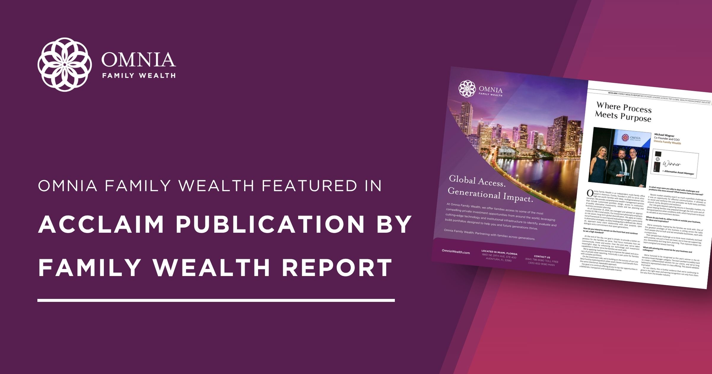 Omnia Family Wealth Featured in Family Wealth Report’s Acclaim 2025